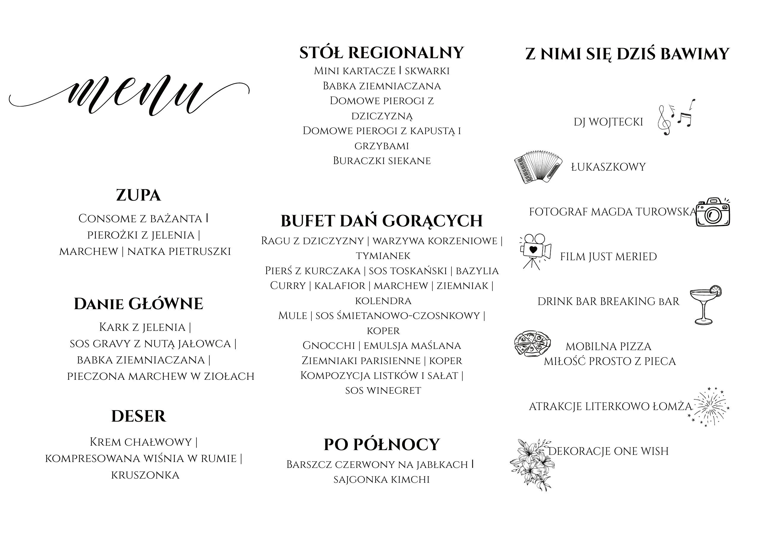 Menu weselne Karoliny i Daniela